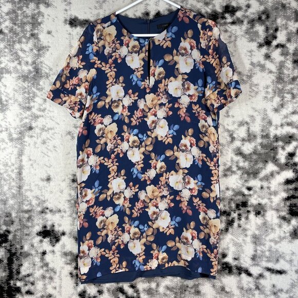 J Crew Dress Womens Size 8 Floral Silk Lined Office Career Keyhole Neck Button - Picture 1 of 10